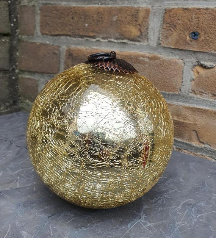 Grote Gouden Glazen heksenbal – Luxe Kerst / Deco Ornament, Diversen, Kerst, Ophalen of Verzenden