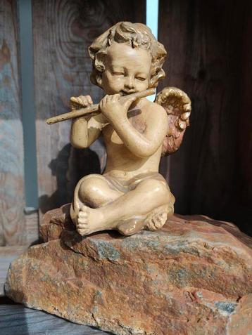 nostalgisch kerst engeltje oud beeldje engel met fluit beschikbaar voor biedingen