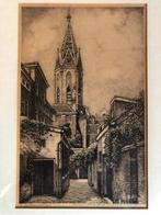 Cornelis Brandenburg - ets van Jacobitoren in Den Haag, Antiek en Kunst, Kunst | Etsen en Gravures, Ophalen of Verzenden