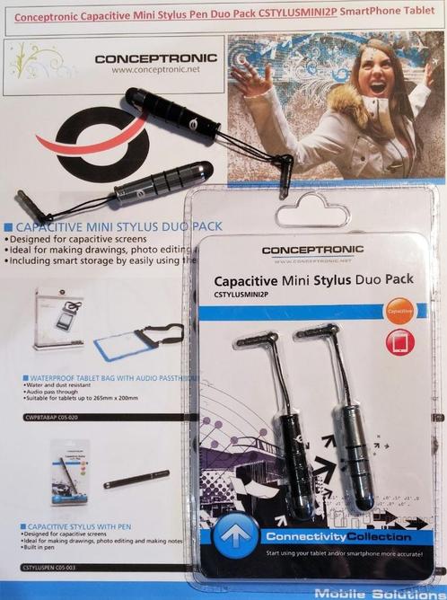 Conceptronic Stylus Pen Mini Duo 2-Pack CSTYLUSMINI2P Metal, Telecommunicatie, Mobiele telefoons | Toebehoren en Onderdelen, Nieuw