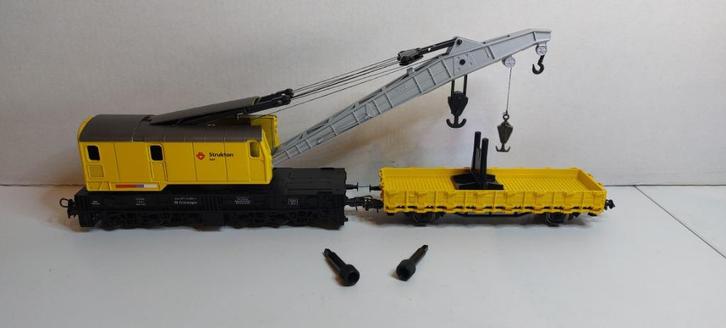 Strukton Kraan met Lage Bakwagon "compleet" **NIEUW** (05), Hobby en Vrije tijd, Modeltreinen | H0, Nieuw, Wagon, Gelijkstroom