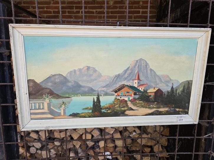 Schilderij Berglandschap in Lijst, Antiek en Kunst, Kunst | Schilderijen | Klassiek, Ophalen