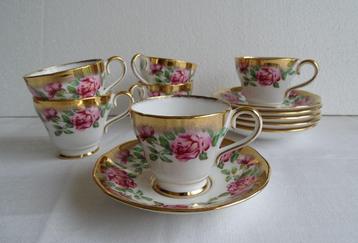 Antiek Salisbury Bone China Pink Rose kop en schotel 6st beschikbaar voor biedingen