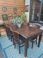 koloniale eettafel met 6 stoelen tekoop, Huis en Inrichting, Tafels | Eettafels, Ophalen, Gebruikt, 50 tot 100 cm, Vijf personen of meer