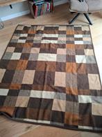 Retro Dralon Deken - Bruin Geblokt 170x200, Huis en Inrichting, Stoffering | Tapijten en Kleden, 150 tot 200 cm, Ophalen of Verzenden