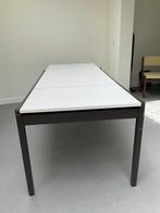 Pastoe uitschuifbare eettafel met wit fineerblad., Huis en Inrichting, Ophalen, Gebruikt, 50 tot 100 cm, Vijf personen of meer