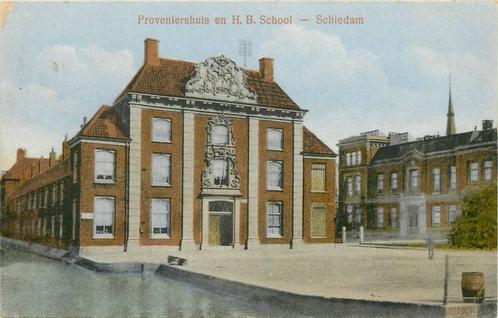 (388-534-015) Schiedam Proveniershuis en HB School, Verzamelen, Ansichtkaarten | Nederland, Zuid-Holland, Verzenden