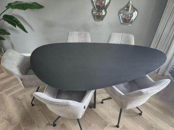 Eettafel kiezel vorm Kas20 200x110cm kleur zwart spinpoot beschikbaar voor biedingen