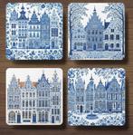 Grachtenhuizen Delfts Blauw onderzetters met houder, Ophalen of Verzenden, Nieuw, Glas of Kopje