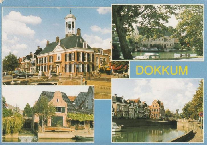 DOKKUM Stadhuis Stadsgezichten, Verzamelen, Ansichtkaarten | Nederland, Gelopen, Friesland, 1980 tot heden, Verzenden