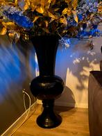 Zijden Bloemstuk met Vaas - Compleet!, Ophalen, Blauw, Nieuw, Glas