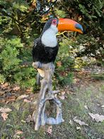 Toekan op boomstam beeld vogel tuin huis tropen, Ophalen, Nieuw, Kunststof, Dierenbeeld