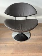 Fauteuil donker grijs leer, Ophalen, Minder dan 75 cm, Leer, Zo goed als nieuw