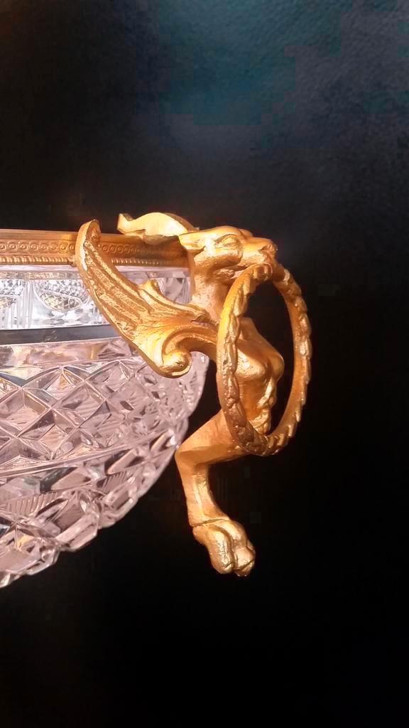 Bronzen Kristal Antieke Crystal and Gilt Bronze Centerpiece, Antiek en Kunst, Antiek | Glas en Kristal, Ophalen of Verzenden