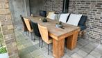 Tafel steigerhout 280x100 met stoelen en pallets, Tuin en Terras, Ophalen, Gebruikt, Rechthoekig, Hout