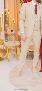 Complete beige trouwpak 3delig maat54, Ophalen of Verzenden, Zo goed als nieuw, Wit, Ivoor of Crème, Trouwpak