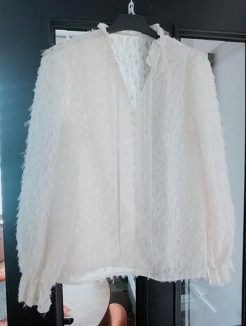 NIEUW: Aparte ecru blouse, semi transparant maat L = S!! beschikbaar voor biedingen