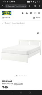 Songesand 1,60 bed IKEA, 160 cm, Wit, Zo goed als nieuw, Hout