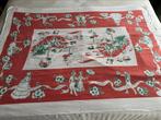 Heel oud vintage retro tafelkleed met paarden en koetsen, Ophalen of Verzenden, Gebruikt, Rechthoek, Binnen