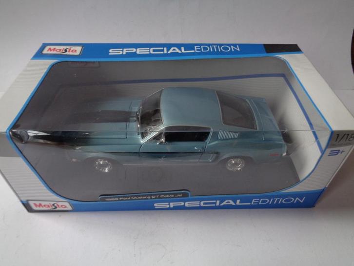Maisto 1968 Ford Mustang GT Cobra Jet met doos, 1/18,  2021, Hobby en Vrije tijd, Modelauto's | 1:18, Zo goed als nieuw, Auto