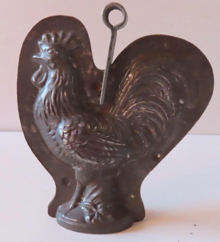 Uit inboedel: (no 2)antieke dubbele chocoladevorm, haan.incl, Antiek en Kunst, Antiek | Keukenbenodigdheden, Verzenden