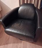 leren draai fauteuil (2x) op zilverkleurige voet., Gebruikt, Ophalen of Verzenden, 75 tot 100 cm, Modern