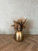 Luxe metalen vaas goudkleurig met siergras, Huis en Inrichting, Ophalen, Overige materialen, Overige kleuren, Zo goed als nieuw