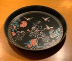Rond Japans dienblad met vogelmotief, Ophalen of Verzenden, Gebruikt, Rond, Metaal