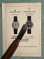 Advertentie 1972 Universal Geneve en Aquastar Atoll, Verzenden, 1960 tot 1980, Nederland, Knipsel(s)