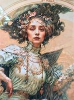 Unieke Alphonse Mucha Wereld Art Nouveau dag Print Poster #8, Antiek en Kunst, Kunst | Litho's en Zeefdrukken, Verzenden
