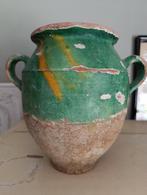 Antiek Franse confit pot, groen glazuur, Antiek en Kunst, Antiek | Keramiek en Aardewerk, Ophalen of Verzenden