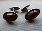 Niels Erik From, Denmark, zilveren manchetknopen + barnsteen, Verzenden, Zo goed als nieuw, Zilver