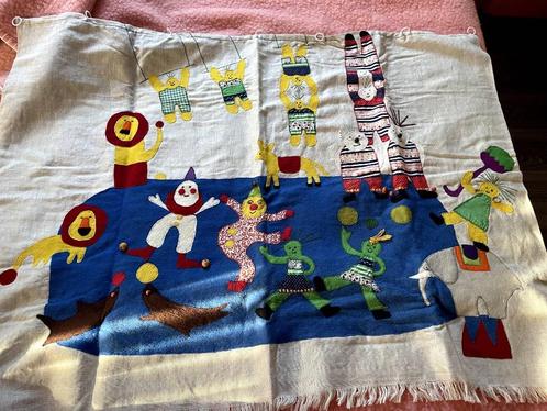 Vintage handgemaakt wandkleed van een circus 117x90, Huis en Inrichting, Woonaccessoires | Wanddecoraties, Ophalen of Verzenden