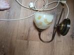 Antieke Wandlamp met Glazen Kap, Antiek en Kunst, Ophalen of Verzenden