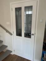 Houten binnendeur met glas in lood, Doe-het-zelf en Verbouw, Deuren en Horren, Ophalen, Gebruikt, 80 tot 100 cm, Binnendeur