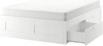 IKEA Brimnes Bedframe 180x200 met opberglades, Ophalen, Wit, Tweepersoons, Zo goed als nieuw