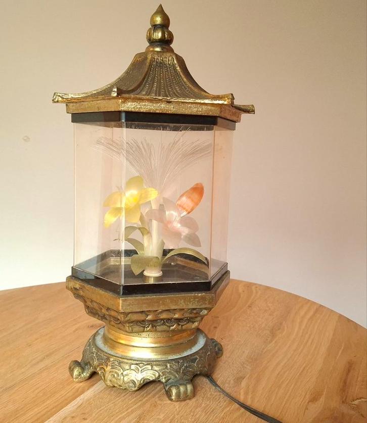 Vintage Fiber Optic Bloemenlamp Pagode Stijl, Antiek en Kunst, Antiek | Lampen, Ophalen