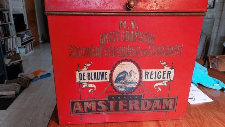 Koffieblik van De Blauwe Reiger, Verzamelen, Blikken, Gebruikt, Overige, Ophalen of Verzenden