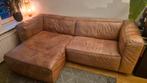 Gave cognac lederen hoekbank, Huis en Inrichting, Ophalen, Gebruikt