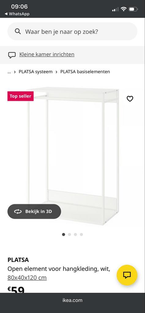 PLATSA Open kast Hangkleding - 80x40x120 cm, Huis en Inrichting, Kasten | Kledingkasten, Zo goed als nieuw, 100 tot 150 cm, 50 tot 100 cm