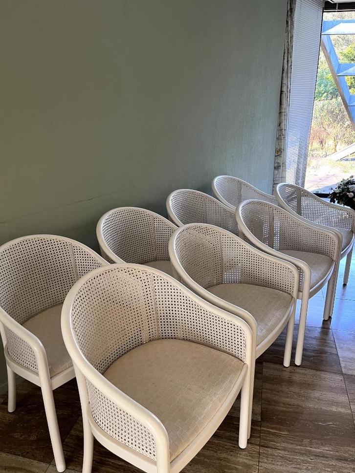 6 Thonet eetkamerstoelen, Huis en Inrichting, Stoelen, Gebruikt, Vijf, Zes of meer stoelen, Hout, Stof, Overige kleuren, Ophalen