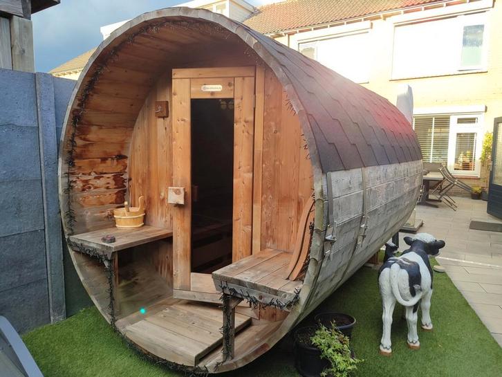 Barrelsauna 3.00 meter Red cerder hout, Sport en Fitness, Sauna, Zo goed als nieuw, Complete sauna, Fins of Traditioneel, Ophalen