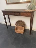 Antieke houten side-tabel, Huis en Inrichting, Tafels | Sidetables, Gebruikt, 100 tot 150 cm, Ophalen of Verzenden, Metaal
