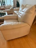 Roomwitte leren relax fauteuil van IKEA, Huis en Inrichting, Fauteuils, Ophalen, 100 tot 125 cm, Leer, Zo goed als nieuw