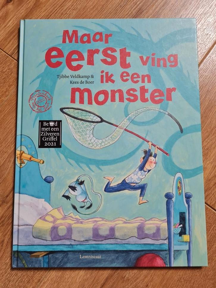 Tjibbe Veldkamp - Maar eerst ving ik een monster, Boeken, Prentenboeken en Plaatjesalbums, Zo goed als nieuw, Ophalen of Verzenden