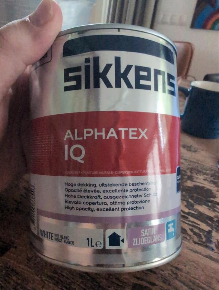 Sikkens Alphatex IQ - Witte buitenmuurverf 1L, Doe-het-zelf en Verbouw, Verf, Beits en Lak, Zo goed als nieuw, Verf, Minder dan 5 liter
