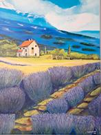 Schilderij 50 x 70 cm, ingelijst, afgelakt, in olieverf., Antiek en Kunst, Ophalen of Verzenden