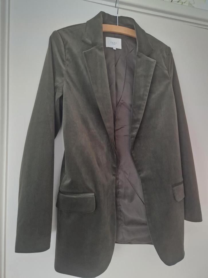YAYA Blazer Velours, Kleding | Dames, Jasjes, Kostuums en Pakken, Zo goed als nieuw, Jasje, Maat 36 (S), Groen, Ophalen of Verzenden