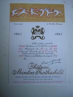 Origineel Chateau Mouton Rothschild Wijn Etiket 1965, Verzamelen, Frankrijk, Nieuw, Ophalen of Verzenden, Rode wijn