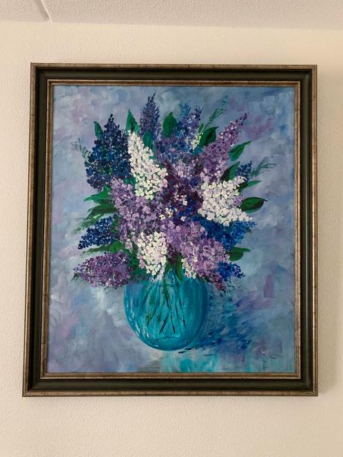 Bloemen in vaas - Klassiek Schilderij in lijst, Antiek en Kunst, Kunst | Schilderijen | Klassiek, Ophalen of Verzenden